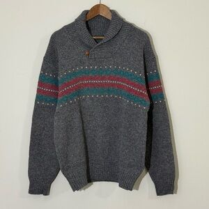 Neil Martin Vintage Shetland Wool Shawl Collar Sweater — L